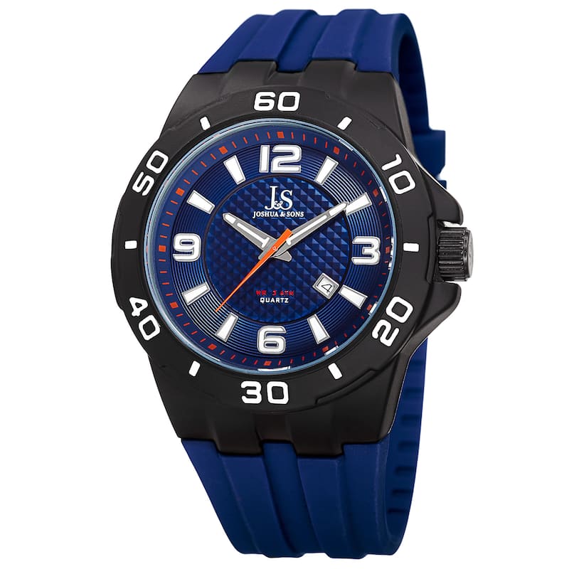 Joshua & Sons Men's Quartz Date Display Blue Strap Watch