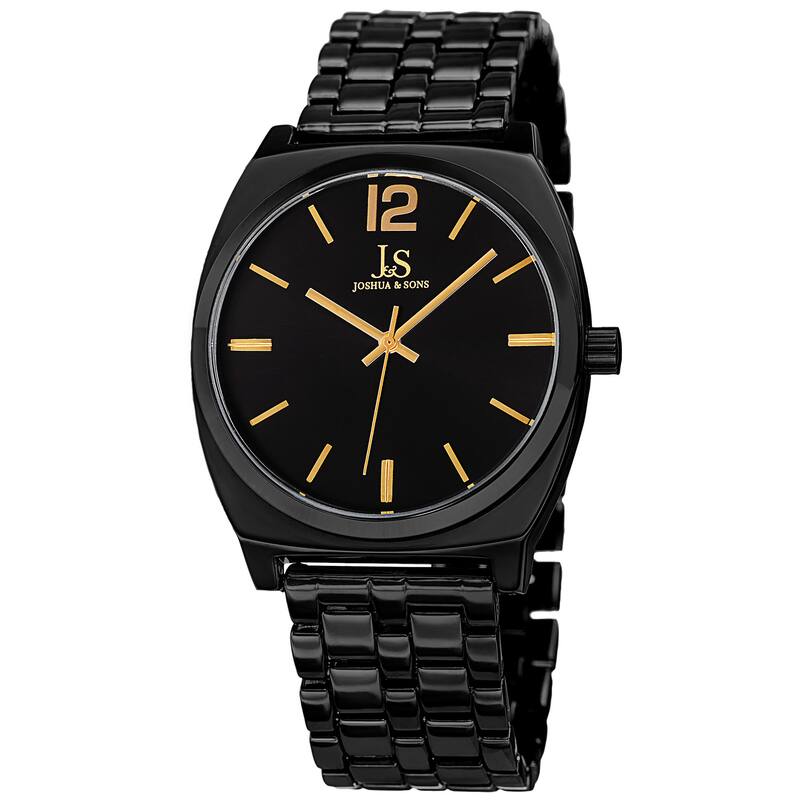 Joshua & Sons Men's Quartz Sunray Dial Black Bracelet Watch