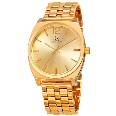 Joshua & Sons Men's Quartz Sunray Dial Gold-Tone Bracelet Watch - Gold