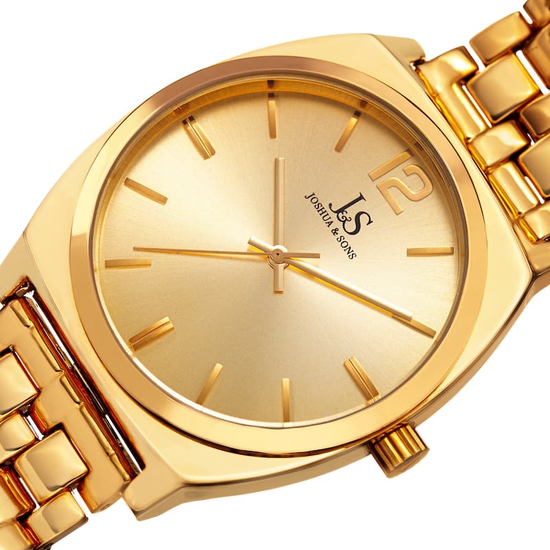 Joshua & Sons Men's Quartz Sunray Dial Gold-Tone Bracelet Watch - Gold