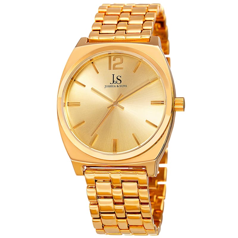 Joshua & Sons Men's Quartz Sunray Dial Gold-Tone Bracelet Watch - Gold