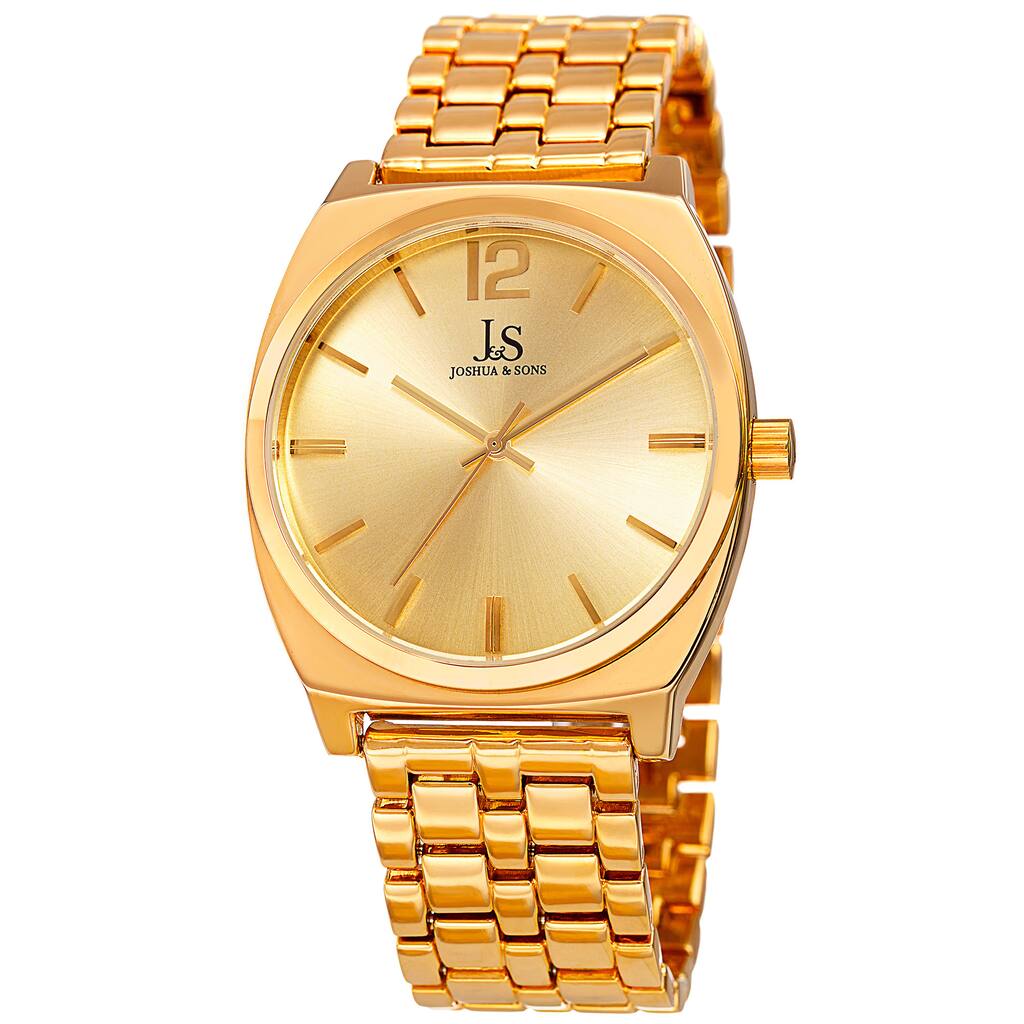 Joshua & Sons Men's Quartz Sunray Dial Gold-Tone Bracelet Watch - Gold