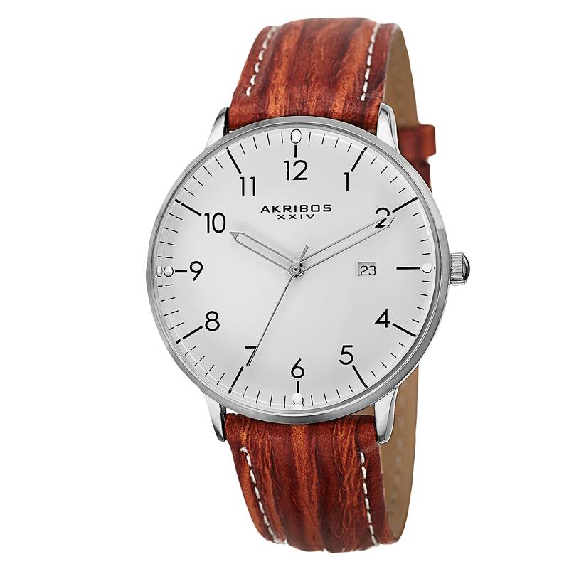 Akribos XXIV Men's Swiss Quartz Multifunction Silver-Tone Strap/Bracelet Watch Set - silver