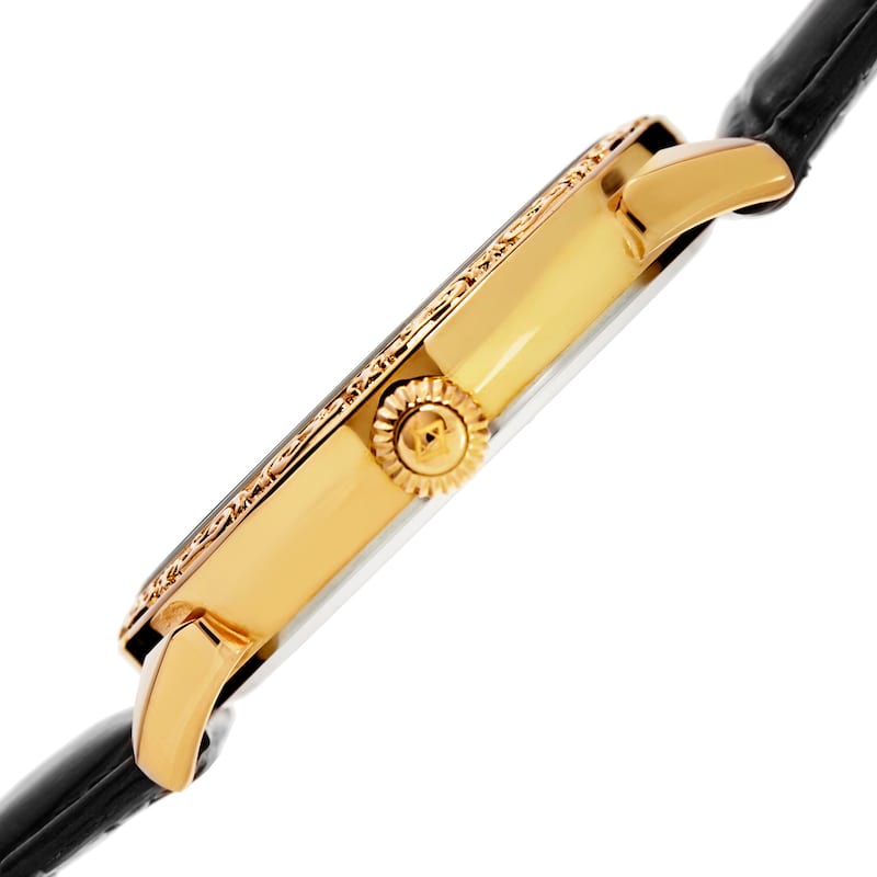 Akribos XXIV Men's Roman Numerals Quartz Leather Gold-Tone Strap Watch - GOLD