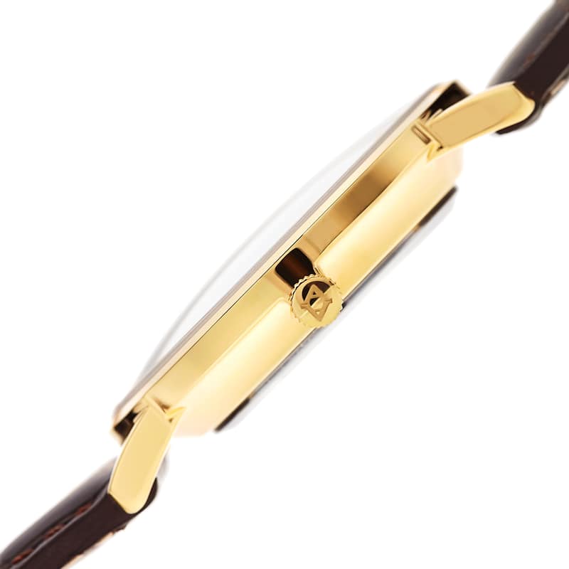 Akribos XXIV Men's Quartz Retrograde Date/Day Leather Gold-Tone Strap Watch - Gold