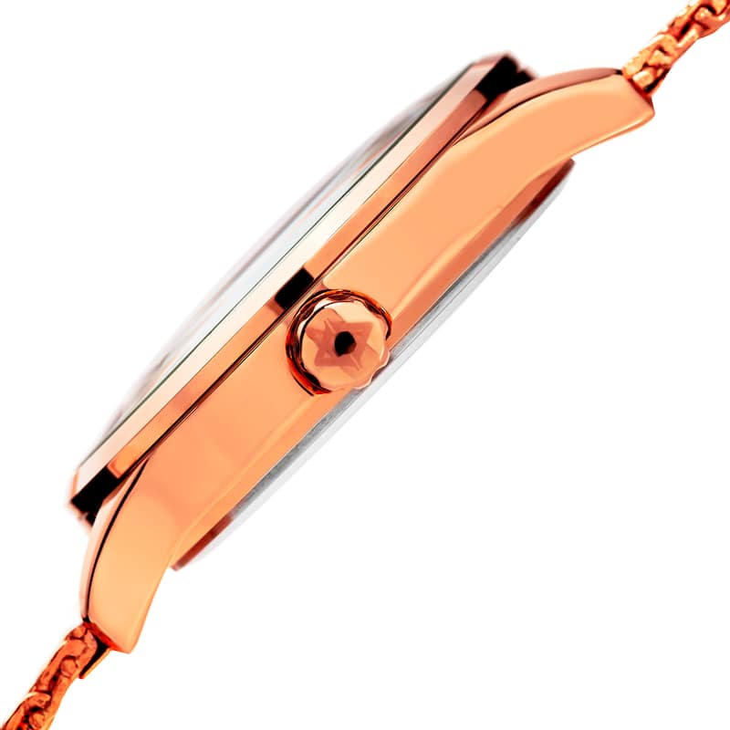 Akribos XXIV Men's Quartz Stainless Steel Mesh Rose-Tone Bracelet Watch - Black