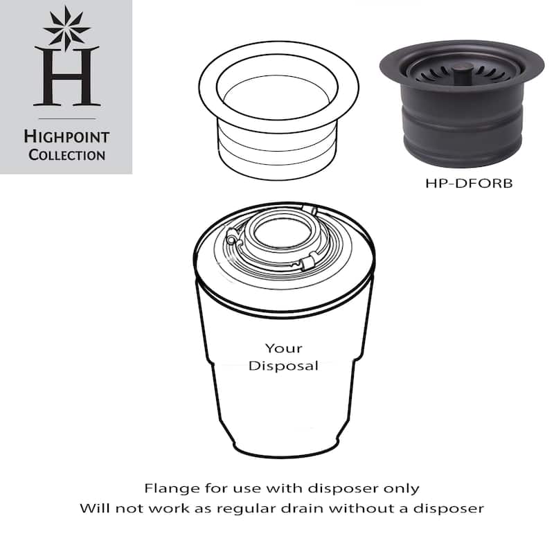 Highpoint Collection Dark Brushed Oil Rubbed Bronze Finished Disposal Drain with Extended Collar