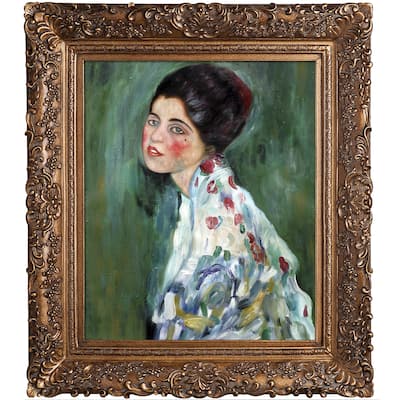 La Pastiche Gustav Klimt 'Portrait of a Lady, 1916-1917' Hand Painted Framed Canvas Art