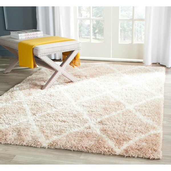 Safavieh Montreal Diamond Shag Beige/ Ivory Shag Rug - 10' x 14'