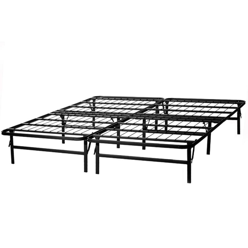 Structures by Malouf Highrise Folding Metal Bed Frame 14 Inch High Bi-Fold Platform Bed Base and Box Spring Queen