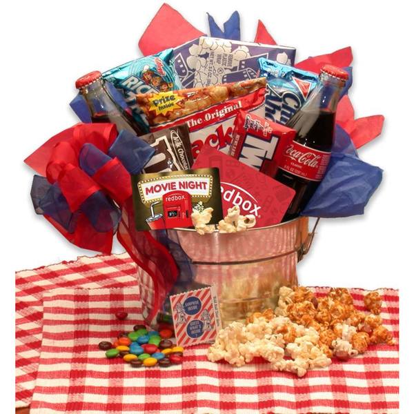 Gift Basket Drop Shipping Blockbuster Night Movie Pail with 10.00 Redbox Gift Card. Opens flyout.