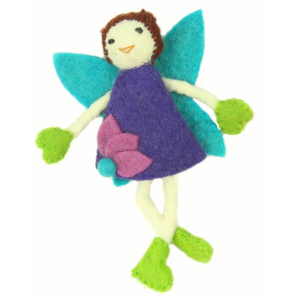 Handmade Brown Hair with Purple Dress Tooth Fairy Pillow (Nepal)