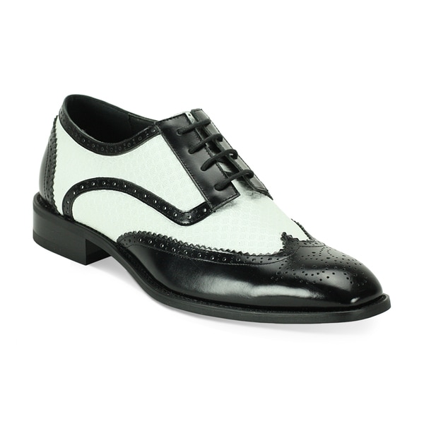 Shop Giorgio Venturi Men's Black and White Wing Tip Oxfords - Free ...