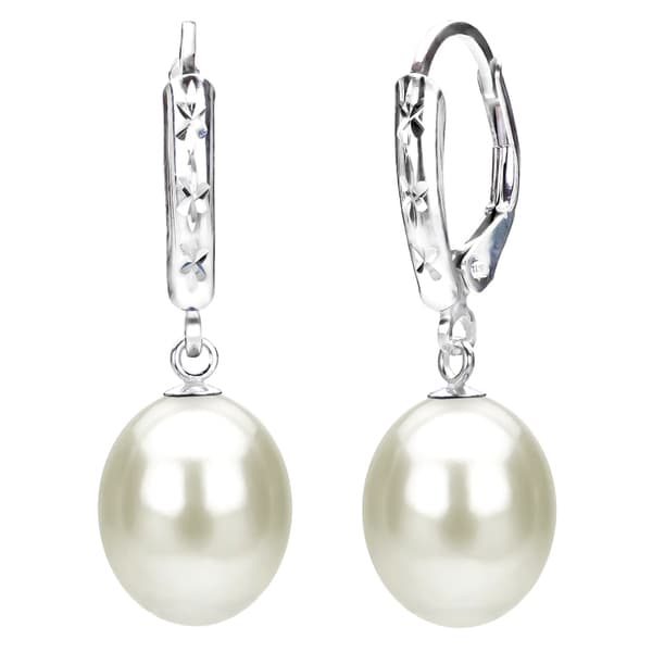 Shop DaVonna Sterling Silver White Cultured Freshwater Pearl Dangle ...