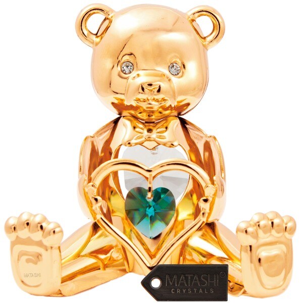 Gold Plated Birthstone Bear Ornament Made with Genuine Matashi Crystals ...