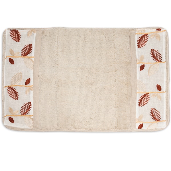 Banded Ivory Linen Leaf Bath and Contour Rug Set or Separates Bed