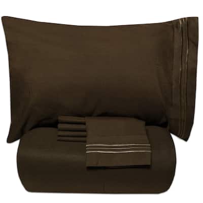 Sweet Home Collection 5 Piece Luxury Lightweight Solid Bed-In-a-Bag with Sheet Set