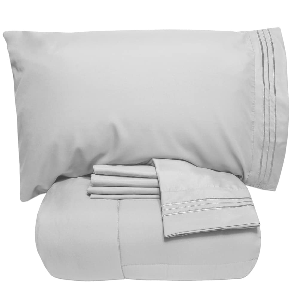 Sweet Home Collection 5 Piece Luxury Lightweight Solid Bed-In-a-Bag with Sheet Set