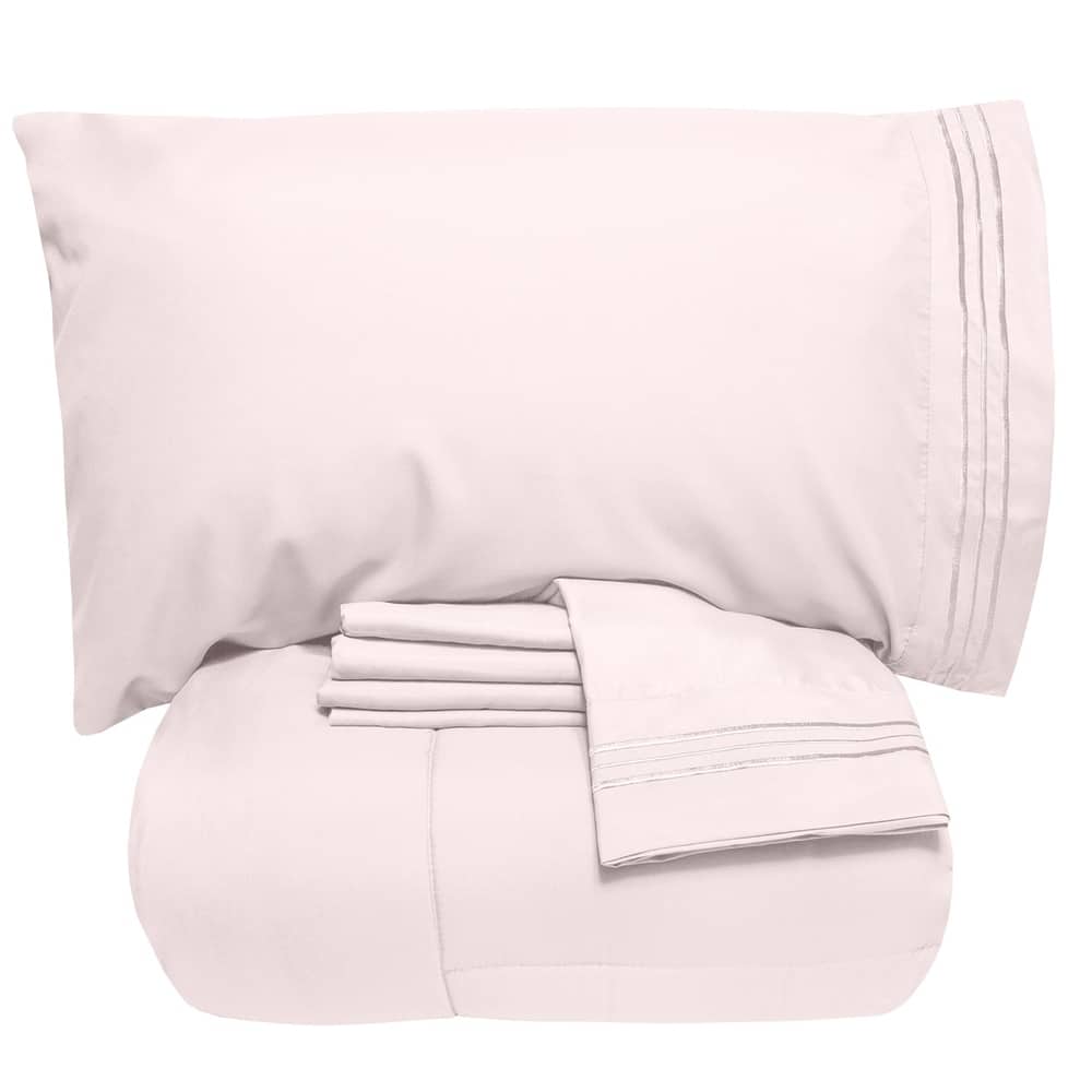 Sweet Home Collection 5 Piece Luxury Lightweight Solid Bed-In-a-Bag with Sheet Set