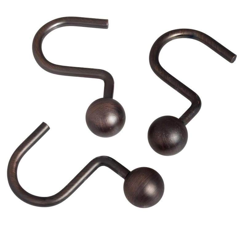 Rust Resistant Bronze Orb Ball Shower Hook Set (Set of 12)