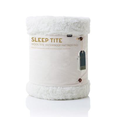 Sleep Tite Natural Wool Waterproof Mattress Pad - White