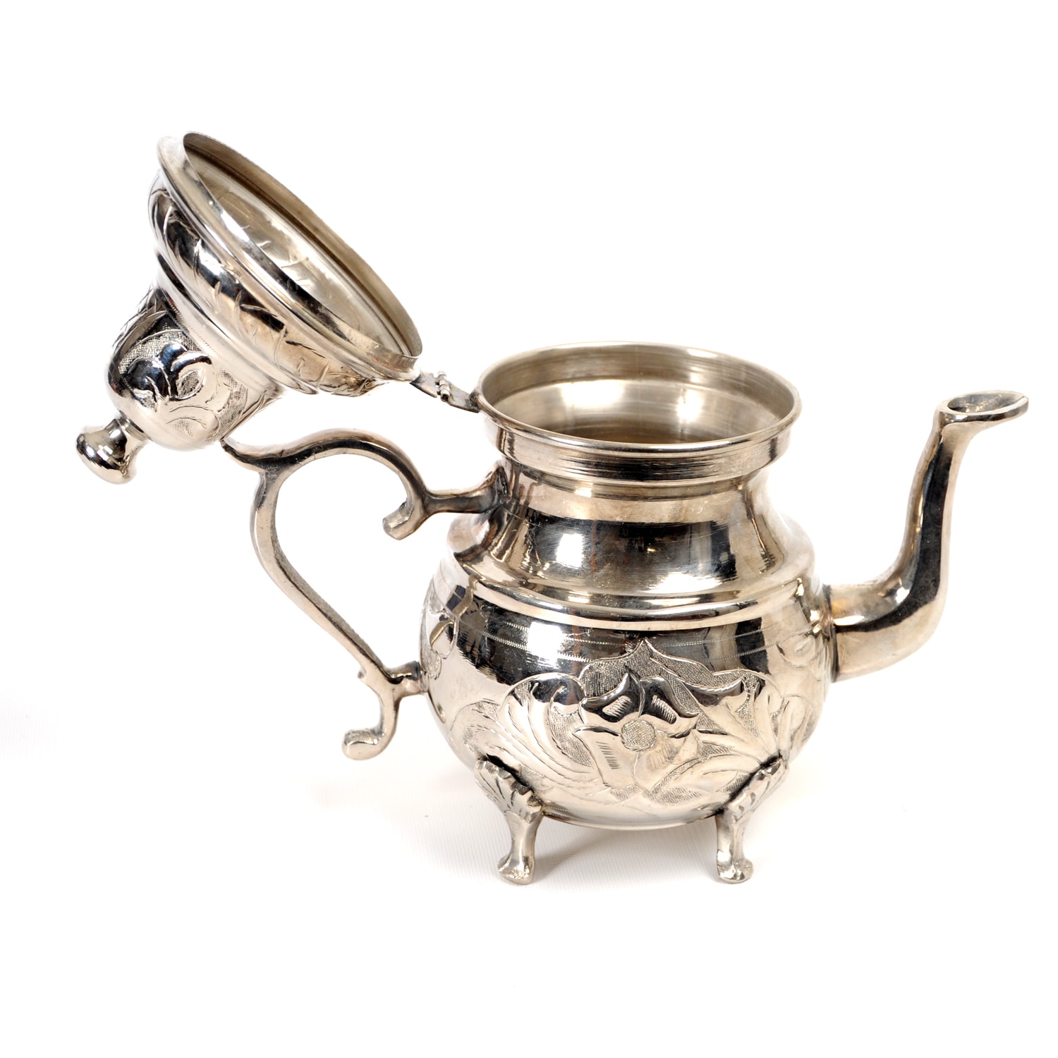 Vintage White Metal Teapot 1968 Tea Kettle Kitchen Enamel Coffee
