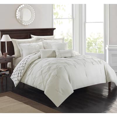 Silver Orchid Maude 10-piecePinch Pleated Ruffled Bed-in-a-Bag, Beige