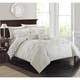 preview thumbnail 1 of 7, Silver Orchid Maude 10-piece Edney Pinch Pleated Ruffled Reversible Beige Bed-in-a-Bag King