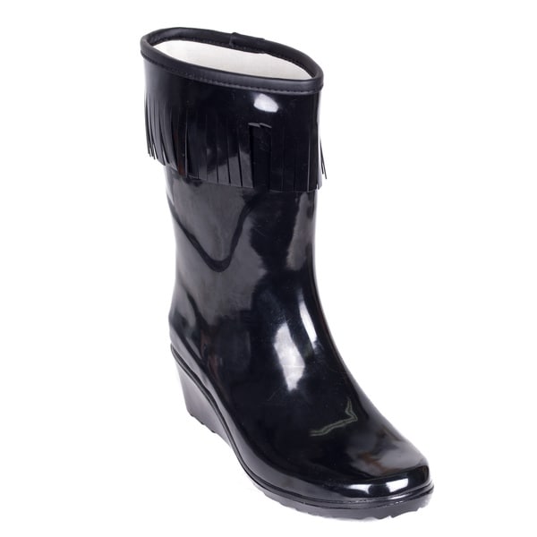 short black rubber boots