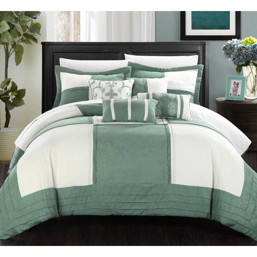 Chic Home Luciano 11-Piece Green Patchwork Comforter Bed in a Bag