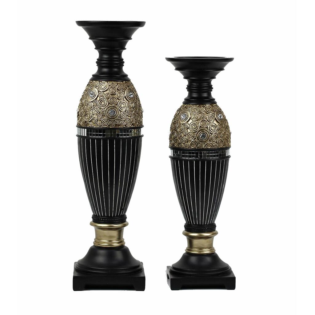 D'Lusso Designs Iris Design Two Piece Hurricane Candlestick Set