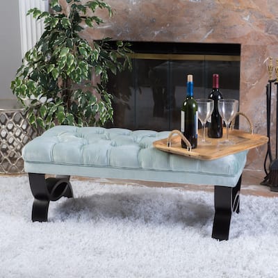 Scarlette Tufted Velvet Ottoman Bench by Christopher Knight Home