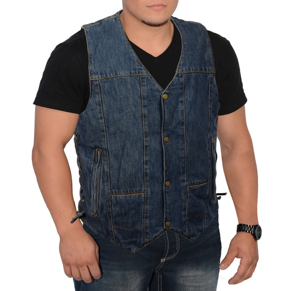 Shop Men's 10pocket Side Lace Denim Vest Free Shipping Today