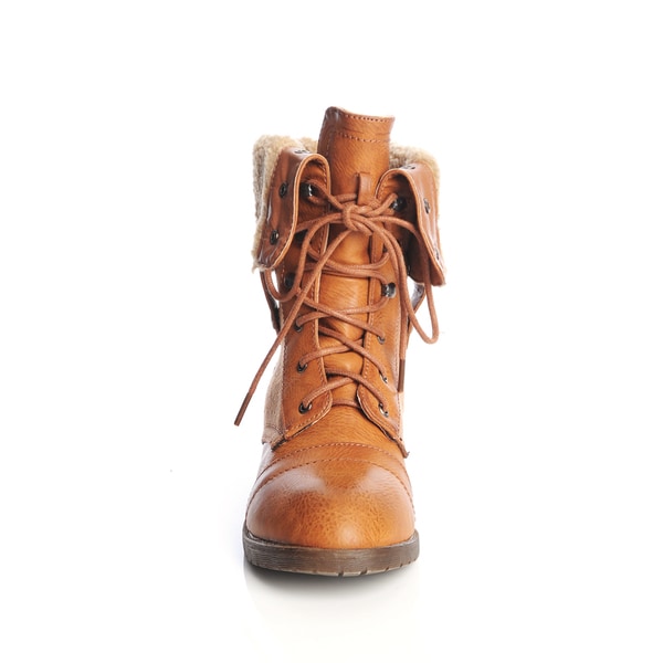 women's fold over combat boots