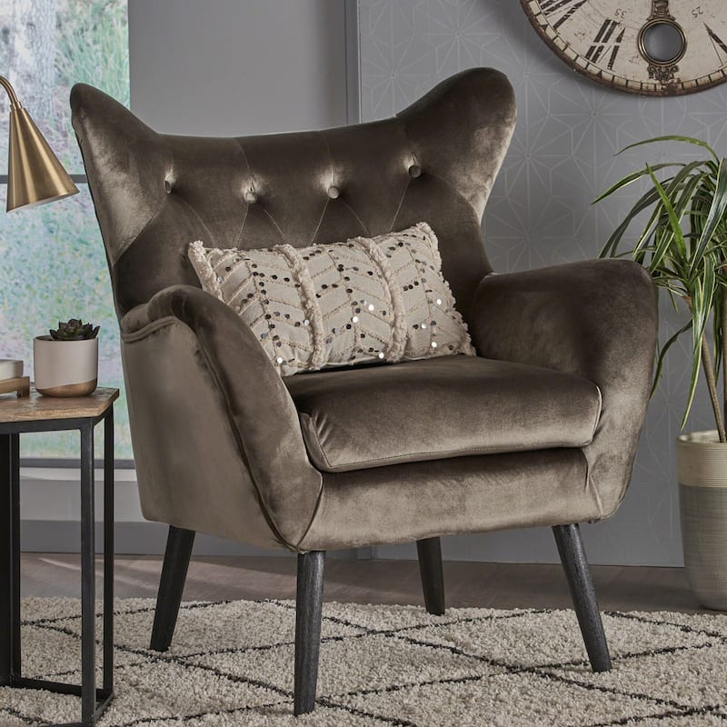 Alyssa Mid-century Upholstered Arm Chair by Christopher Knight Home - 30.25"D x 34.25"W x 39.75"H - Grey