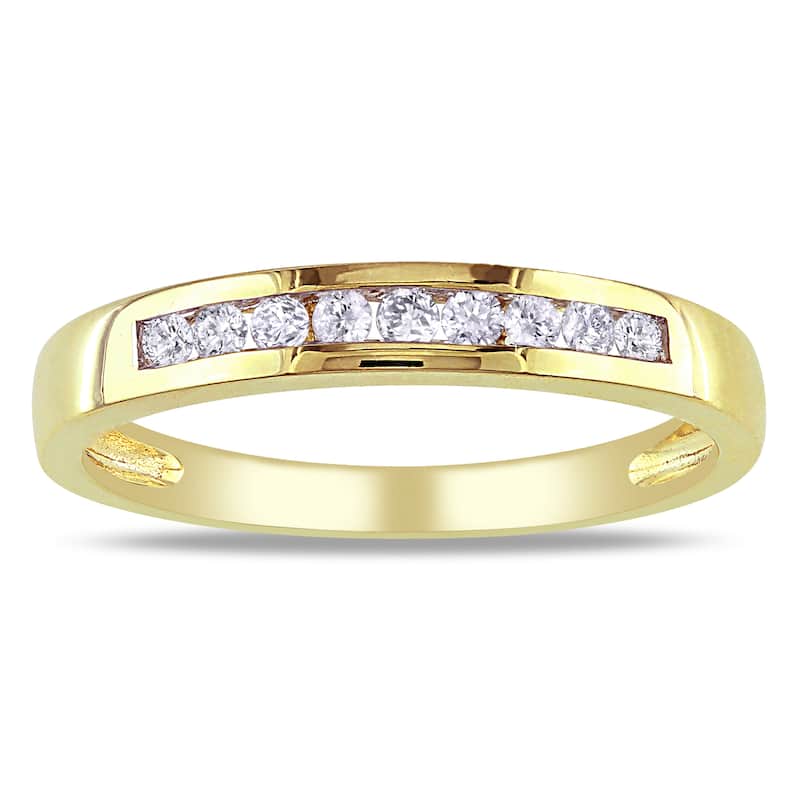 Miadora 10k Yellow Gold 1/5ct TDW Diamond Anniversary Band - White