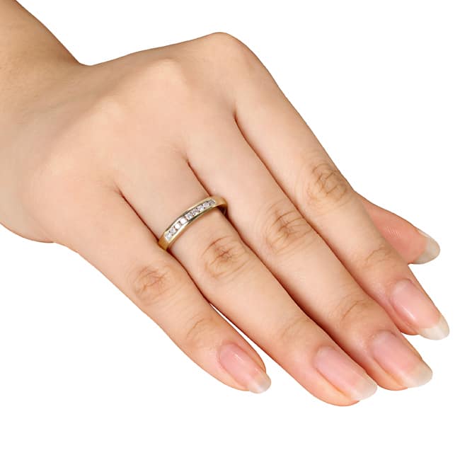 Miadora 10k Yellow Gold 1/5ct TDW Diamond Anniversary Band - White