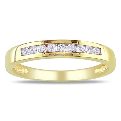 Miadora 10k Yellow Gold 1/5ct TDW Diamond Anniversary Band - White