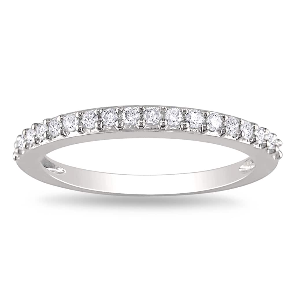 Miadora 10k White Gold 1/4ct TDW Diamond Anniversary Band