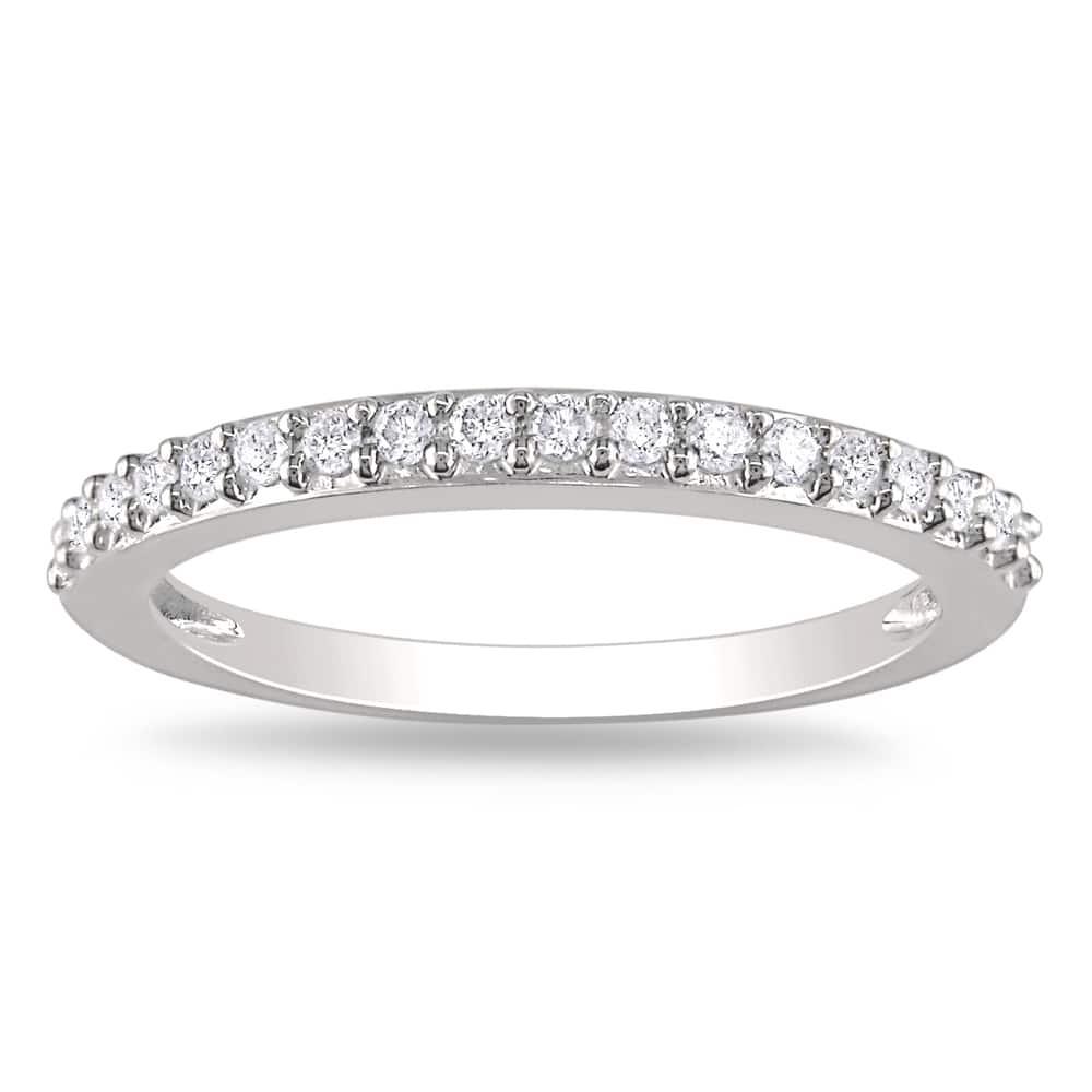 Miadora 10k White Gold 1/4ct TDW Diamond Anniversary Band