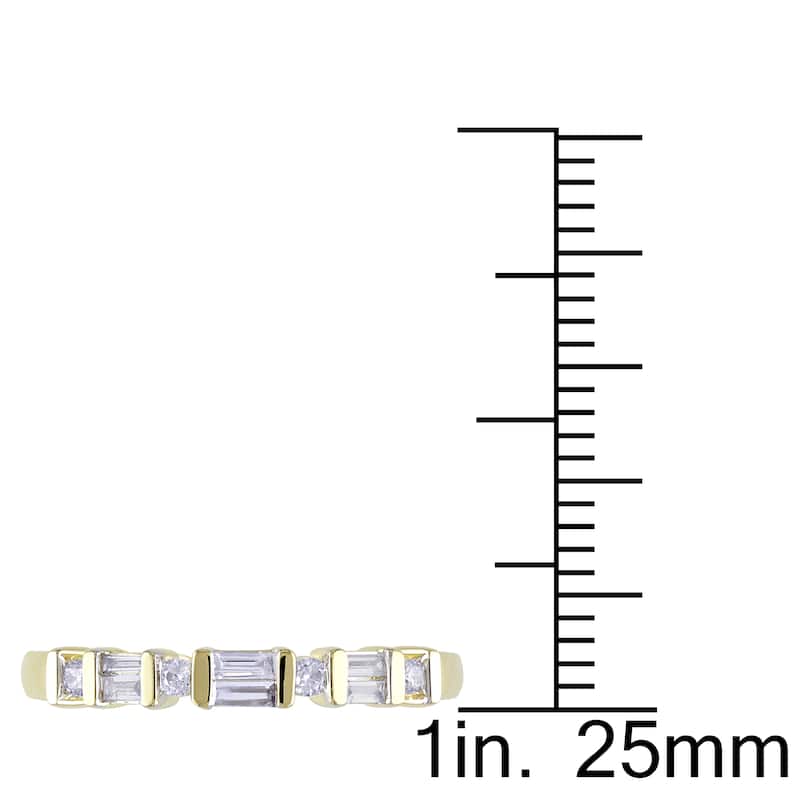 Miadora 10k Yellow Gold 1/5ct TDW Parallel Baguette and Round Diamond Stackable Anniversary Band Ring(G-H, I2-I3)