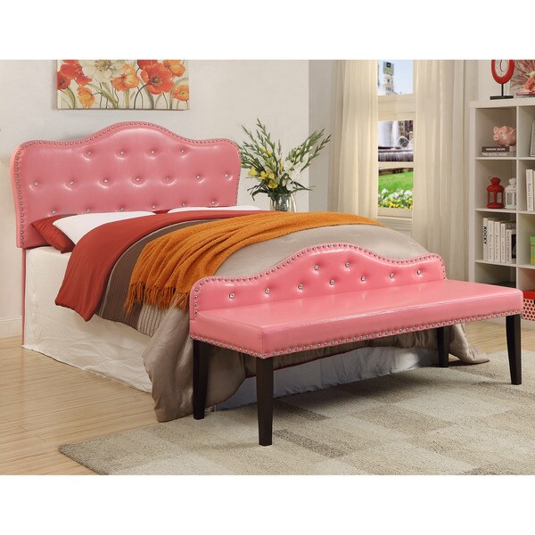Furniture Of America Little Missy 2 Piece Pink Tufted Headboard Furniture Of America Little Missy 2 Piece Pink Tufted Headboard And Bench Set
