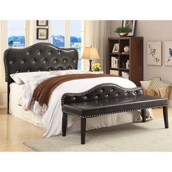 Little Missy Modern Black 2-Piece Headboard and Bench Set by FOA