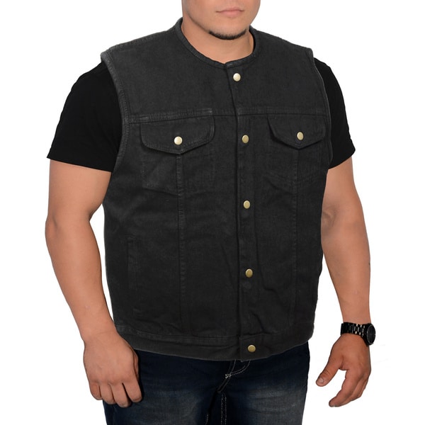 big and tall black denim vest