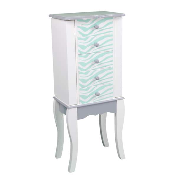 Shop Teamson Kids Fashion Prints Jewelry Armoire Zebra Aqua