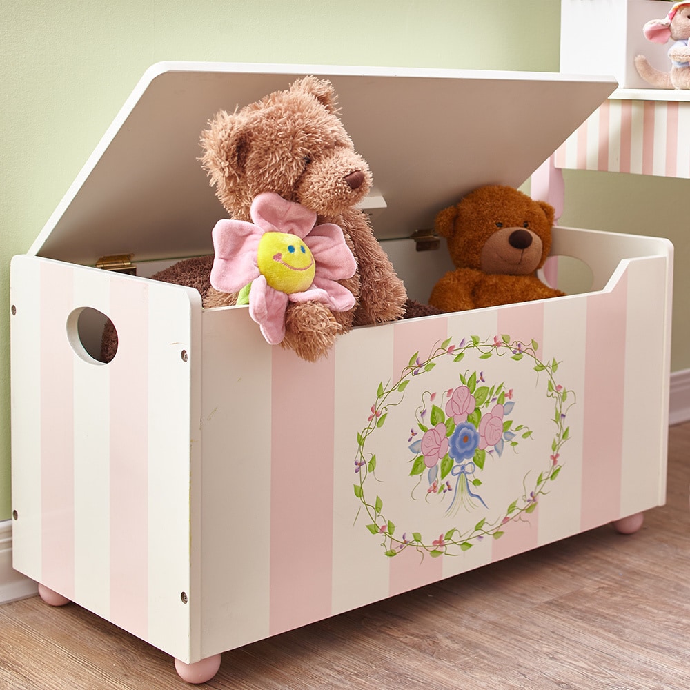 pink toy chest bench