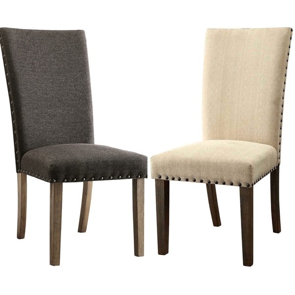 Shop Platinum Microfiber Parson Chairs With Nailhead Trim Set Of