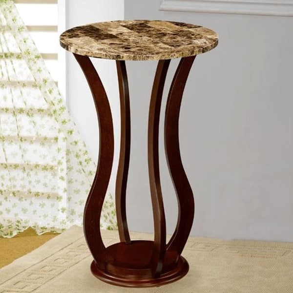 Sheridan Curved Design MarbleLike Top Plant Stand/ Side