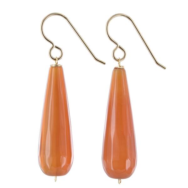 slide 1 of 5, Orange Agate Gemstone 14K GF Handmade Earrings