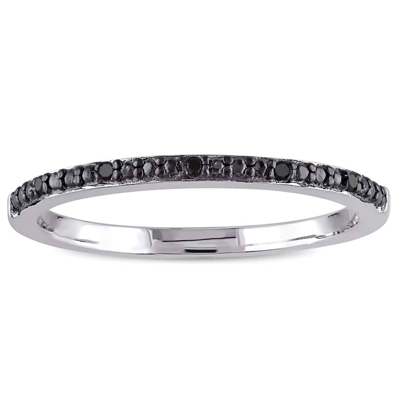 Miadora Sterling Silver Black Diamond Accent Wedding Band